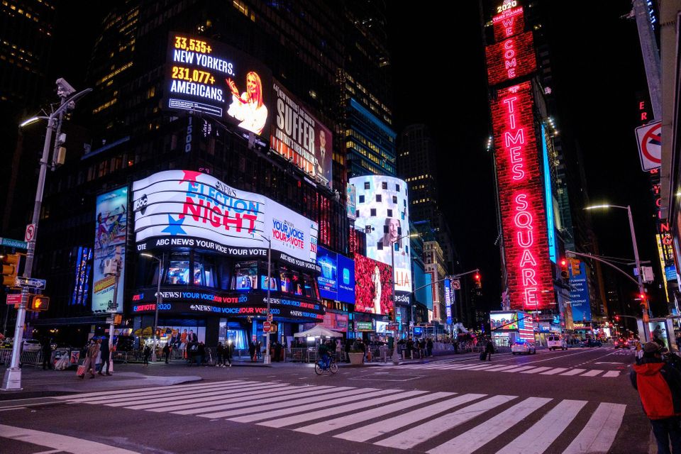 Times Square on Election Night 2020
